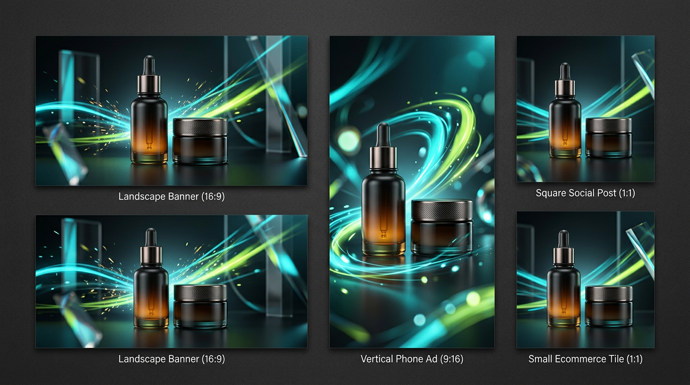 Multi-platform product ad layout mockup